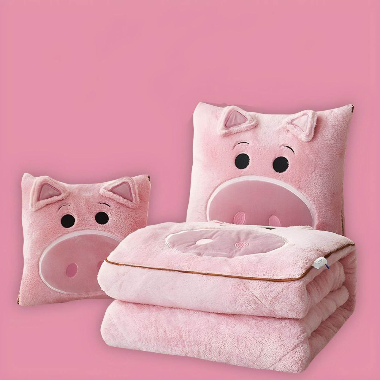 2-in-1 Pillow Blanket - Foldable Travel Throw for Couch, Bed & Office